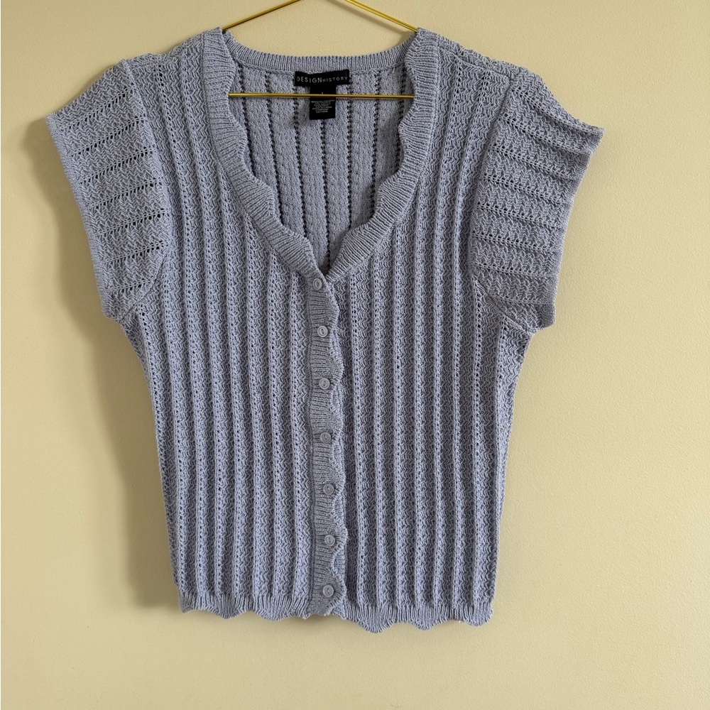 Design History Light Lavender Openwork Knit Top